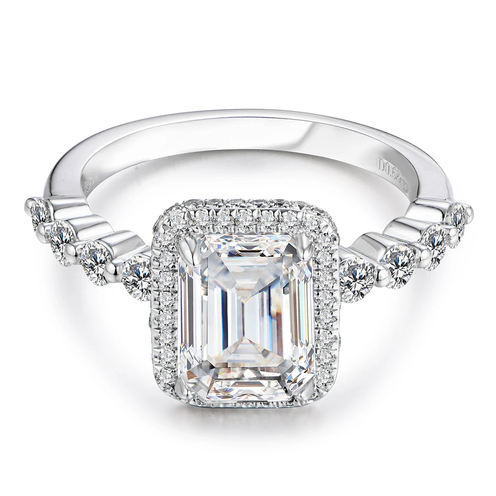 3Ct Emerald Cut Moissanite Ring - GRA - Ornalux