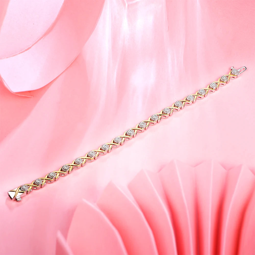 Luxury 925 Silver 18K Gold Tennis Bracelet - Ornalux