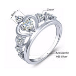 Crown Moissanite Ring White Gold 925 Silver - Ornalux