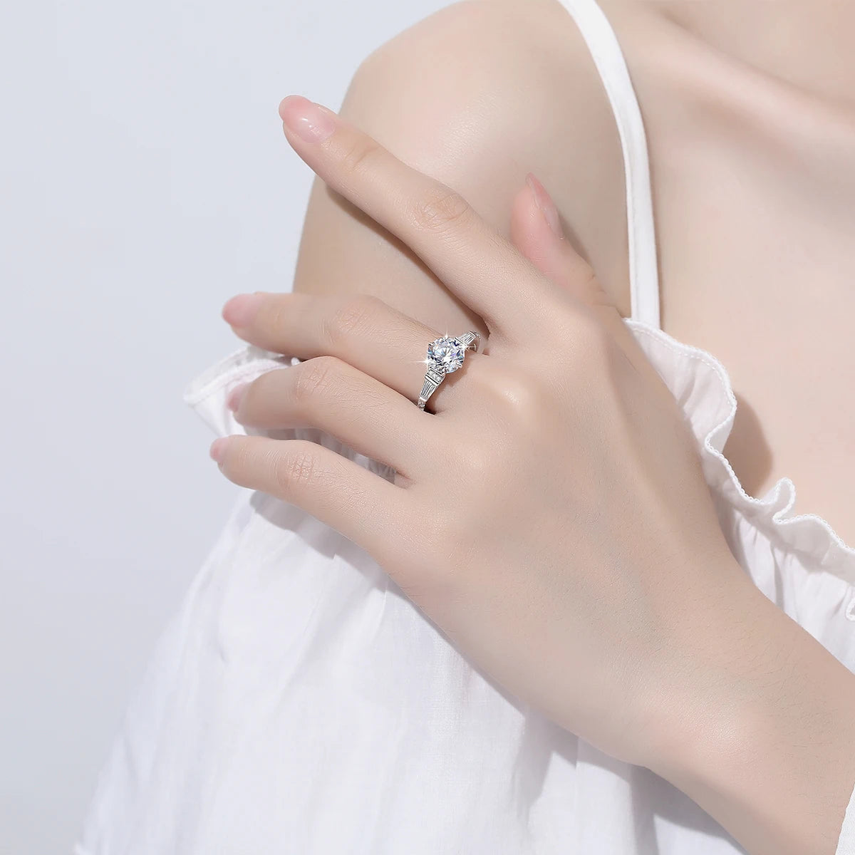 Certified 2Ct Moissanite Diamond Ring 925 Silver - Ornalux