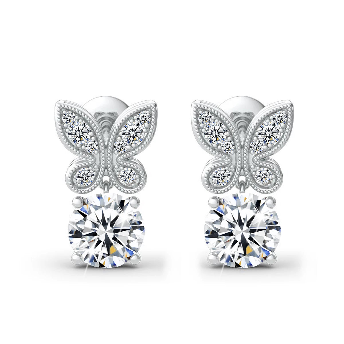 2Ct D Color VVS1 Moissanite Butterfly Earrings - Ornalux