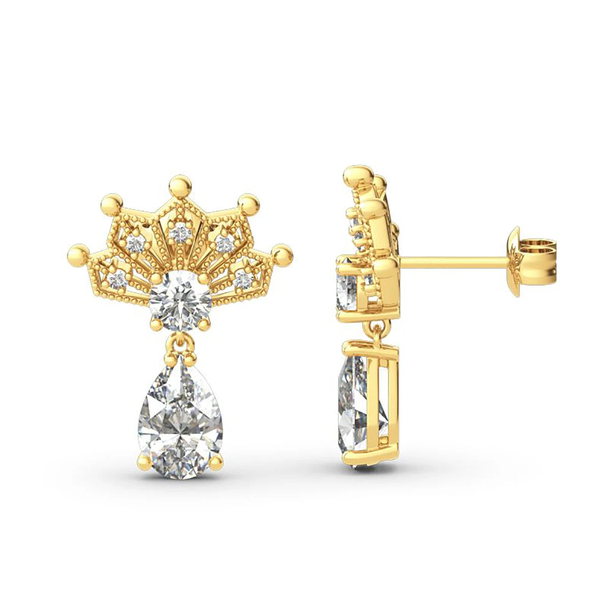 Luxury Moissanite Peacock Earrings - 3.3Ct Pear Cut - Ornalux