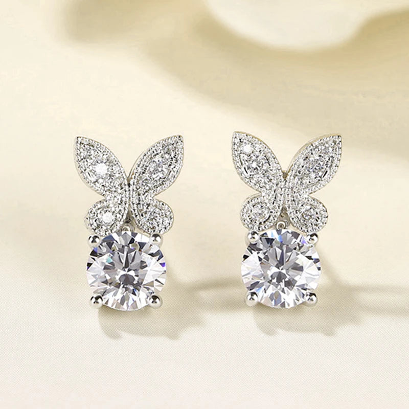 2Ct D Color VVS1 Moissanite Butterfly Earrings - Ornalux