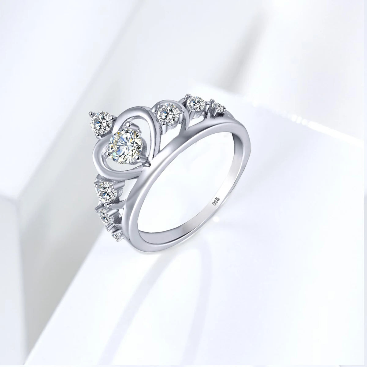 Crown Moissanite Ring White Gold 925 Silver - Ornalux