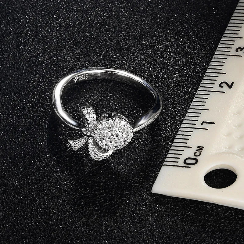 2 Carat D Color Moissanite Halo Bow Ring - Ornalux