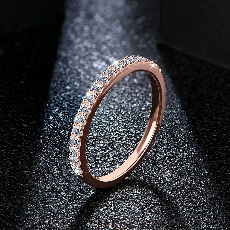 18K Rose Gold Plated Moissanite Diamond Band - Ornalux