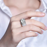 Men's Sterling Silver Moissanite Diamond Ring - 3Ct D Color - Ornalux