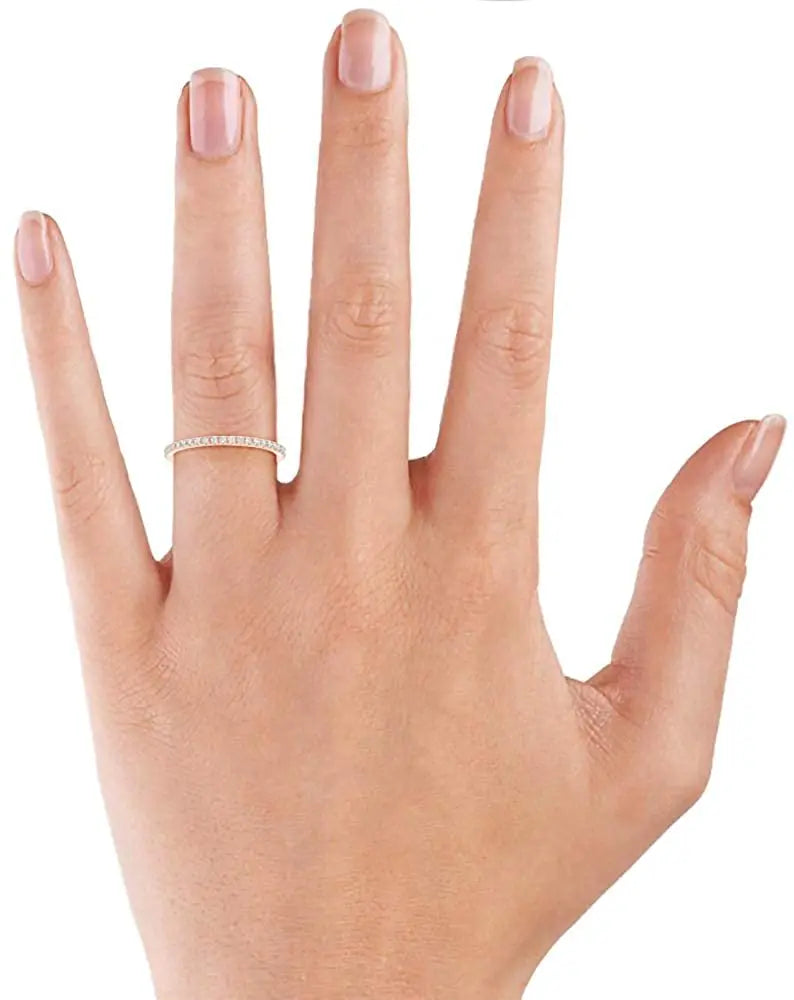 18K Rose Gold Plated Moissanite Diamond Band - Ornalux