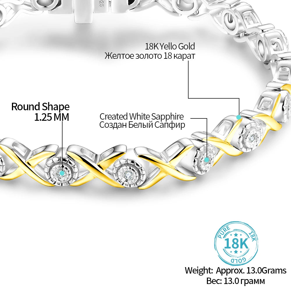 Luxury 925 Silver 18K Gold Tennis Bracelet - Ornalux