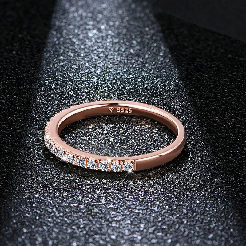 18K Rose Gold Plated Moissanite Diamond Band - Ornalux
