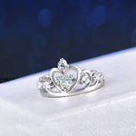 Crown Moissanite Ring White Gold 925 Silver - Ornalux
