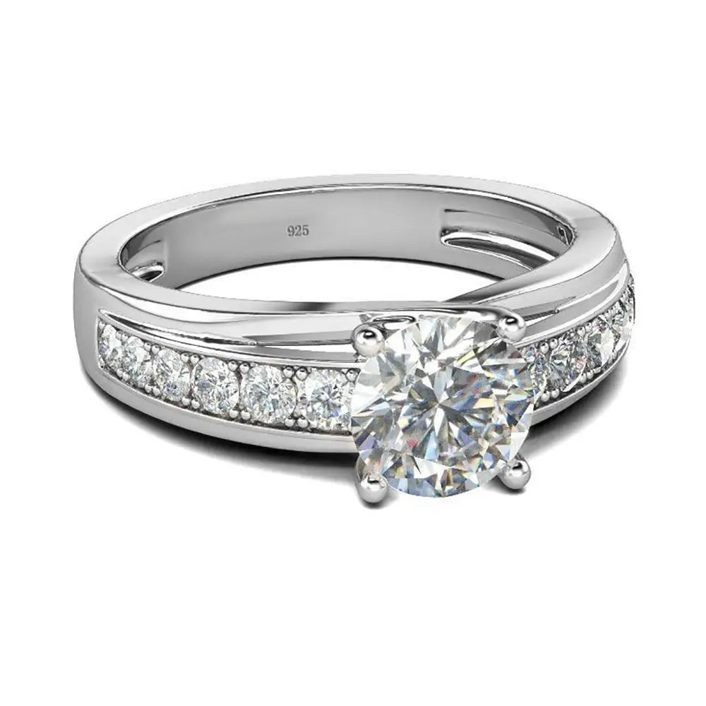 Sparkling 1 Carat Moissanite Ring - 925 Sterling Silver - Ornalux