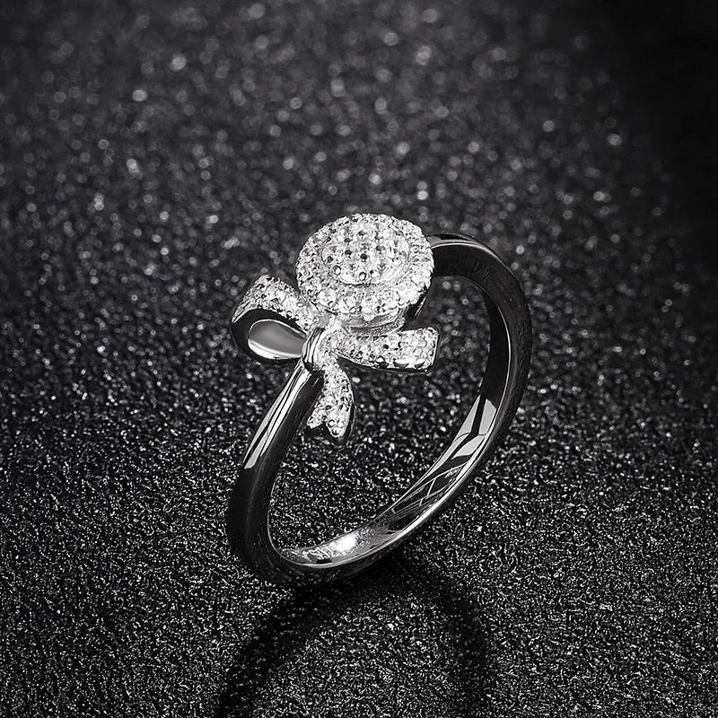 2 Carat D Color Moissanite Halo Bow Ring - Ornalux