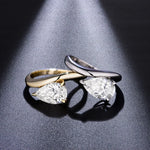 3 Carat D Color Water Drop Pear Cut Moissanite Ring - Ornalux