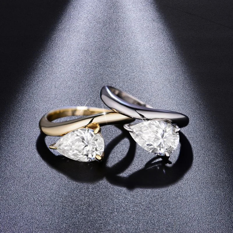 3 Carat D Color Water Drop Pear Cut Moissanite Ring - Ornalux