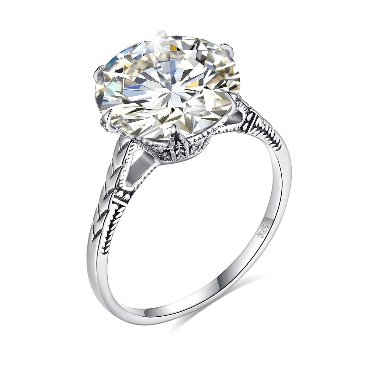 Certified 6Ct Round Cut Moissanite Ring - Ornalux