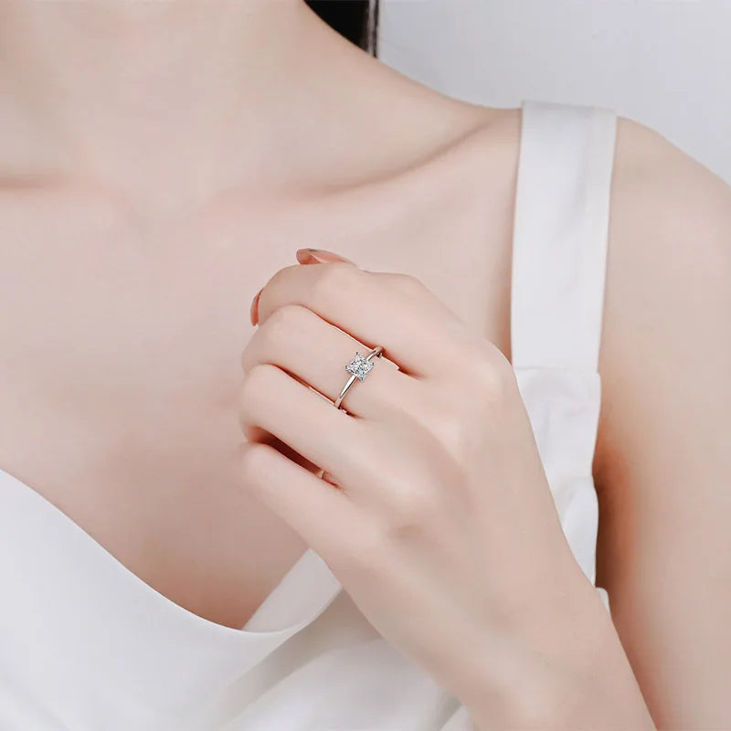 Princess Cut Moissanite Solitaire Ring - 4.5mm - Ornalux
