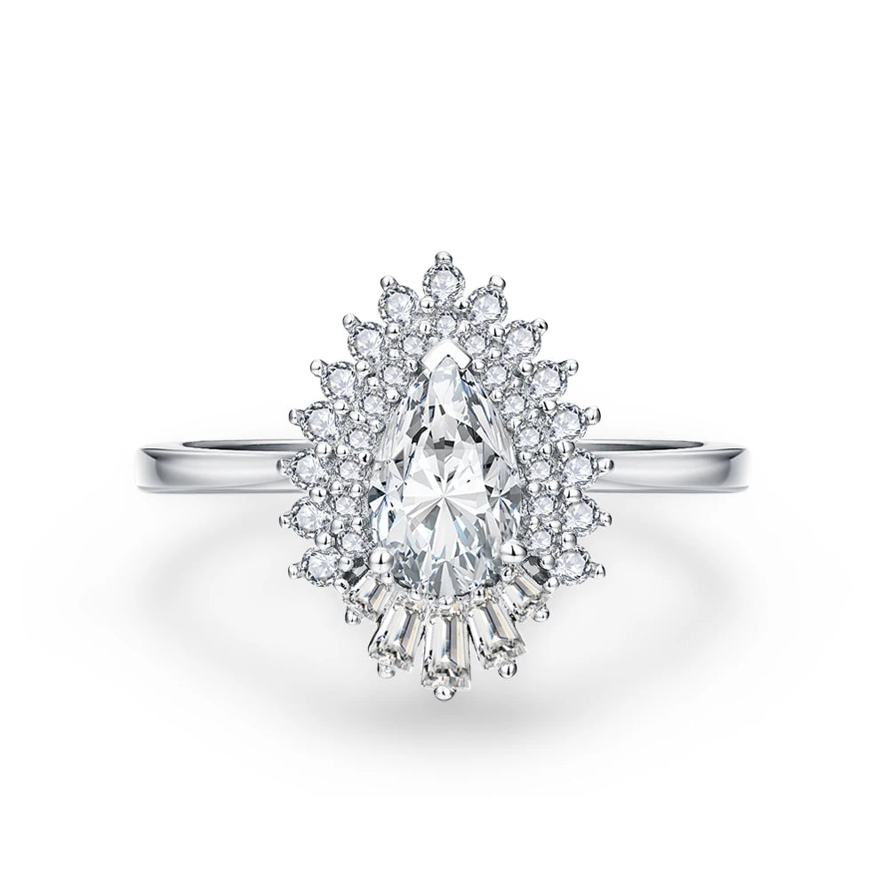 1.77Cttw Pear Cut Moissanite Diamond Ring - 18K Gold Plated - Ornalux