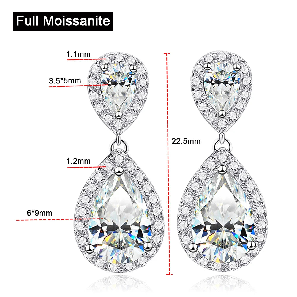 4.17Cttw Pear Cut Moissanite Drop Earrings - Ornalux