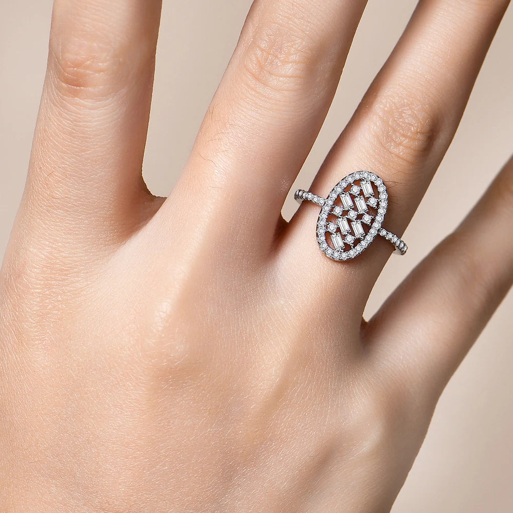 Handmade White Gold Moissanite Engagement Ring for Women - Ornalux