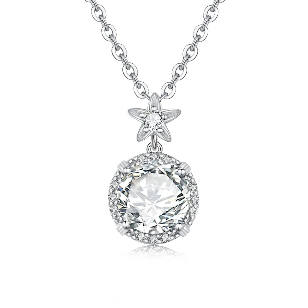 4CT D Color Moissanite Necklace Round Cut - Ornalux