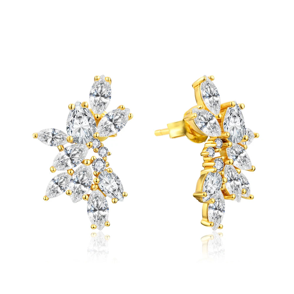 Luxury Solid Gold Moissanite Stud Earrings - Wedding Party - Ornalux