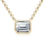 1CT Emerald Cut Moissanite Pendant - 925 Sterling Silver - Ornalux