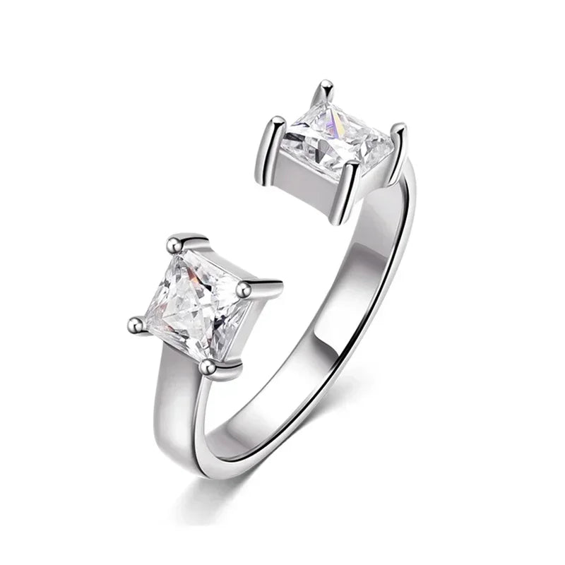 1CTTW Princess Cut Moissanite Ring - Adjustable - Ornalux