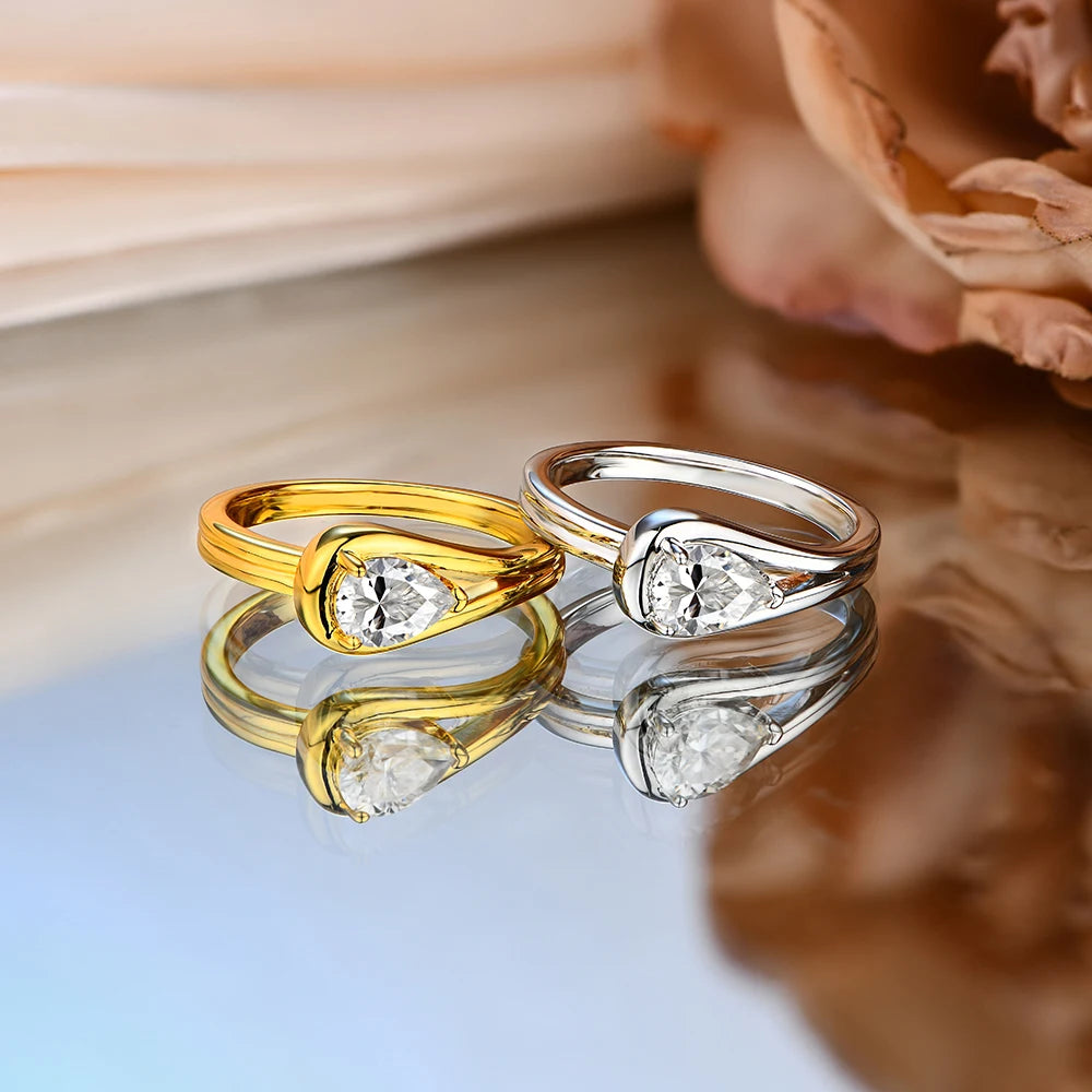 Pear Cut Moissanite Engagement Hug Ring - Ornalux