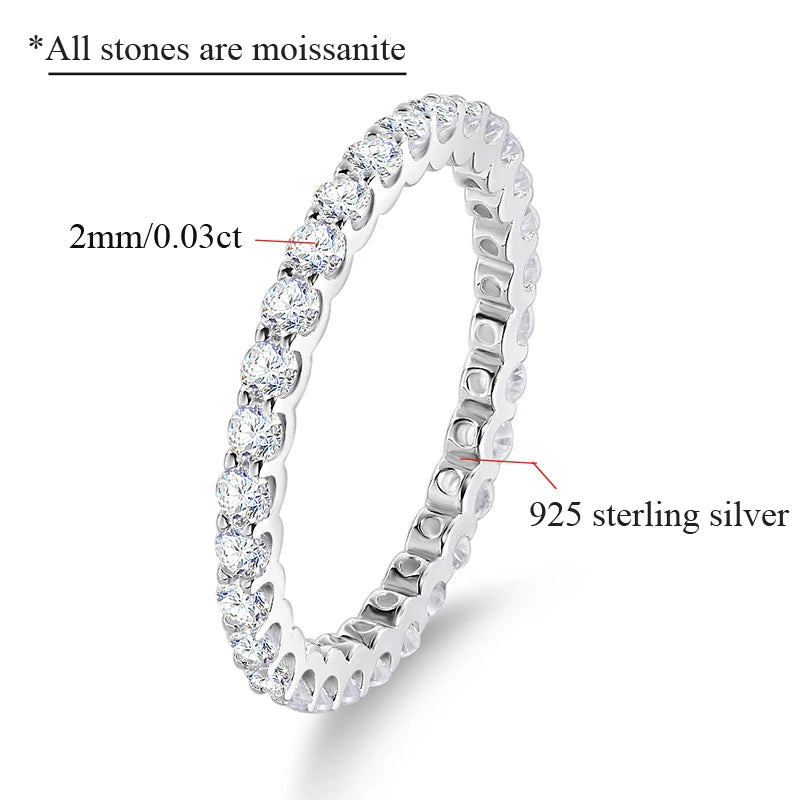 3mm All Moissanite Ring Full Eternity Band - Ornalux
