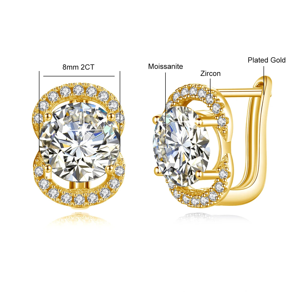 4Ct Moissanite Earrings Studs With Certificate - Ornalux