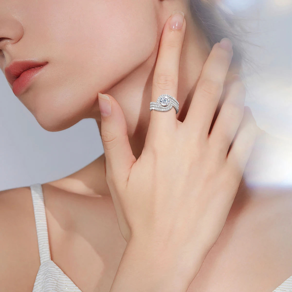 3PCS Moissanite Diamond Rings Set - GRA Certified - Ornalux