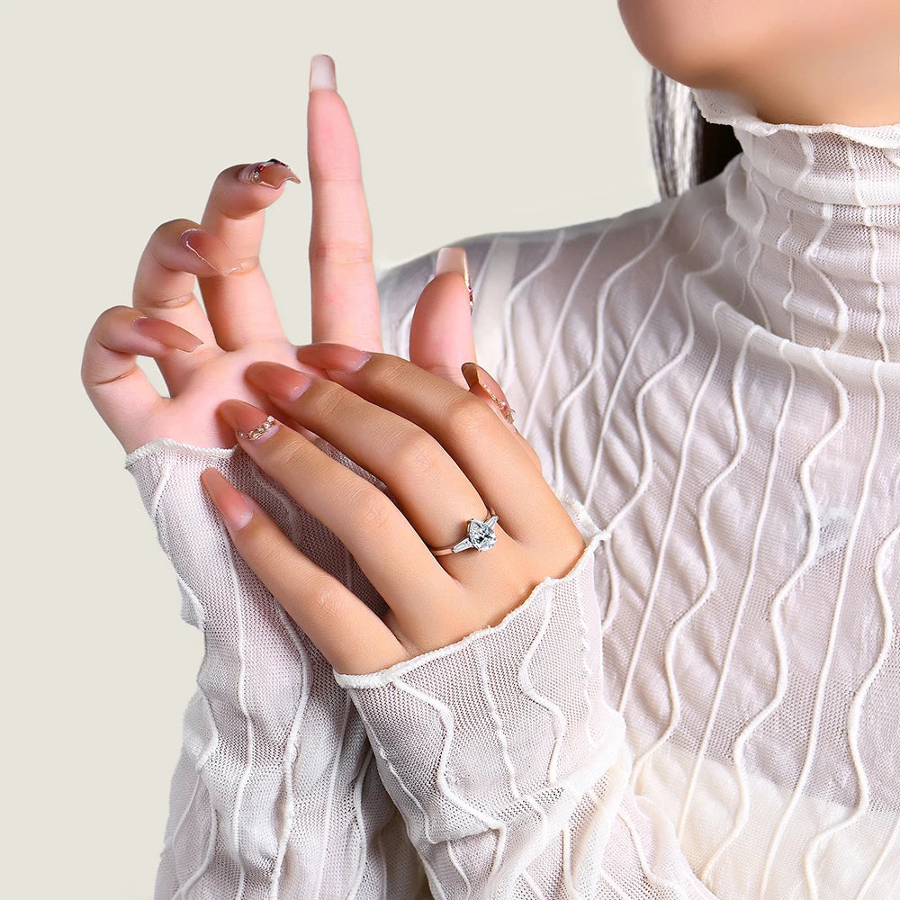 D Color 1.5CT Pear Cut Moissanite Bridal Ring - Ornalux