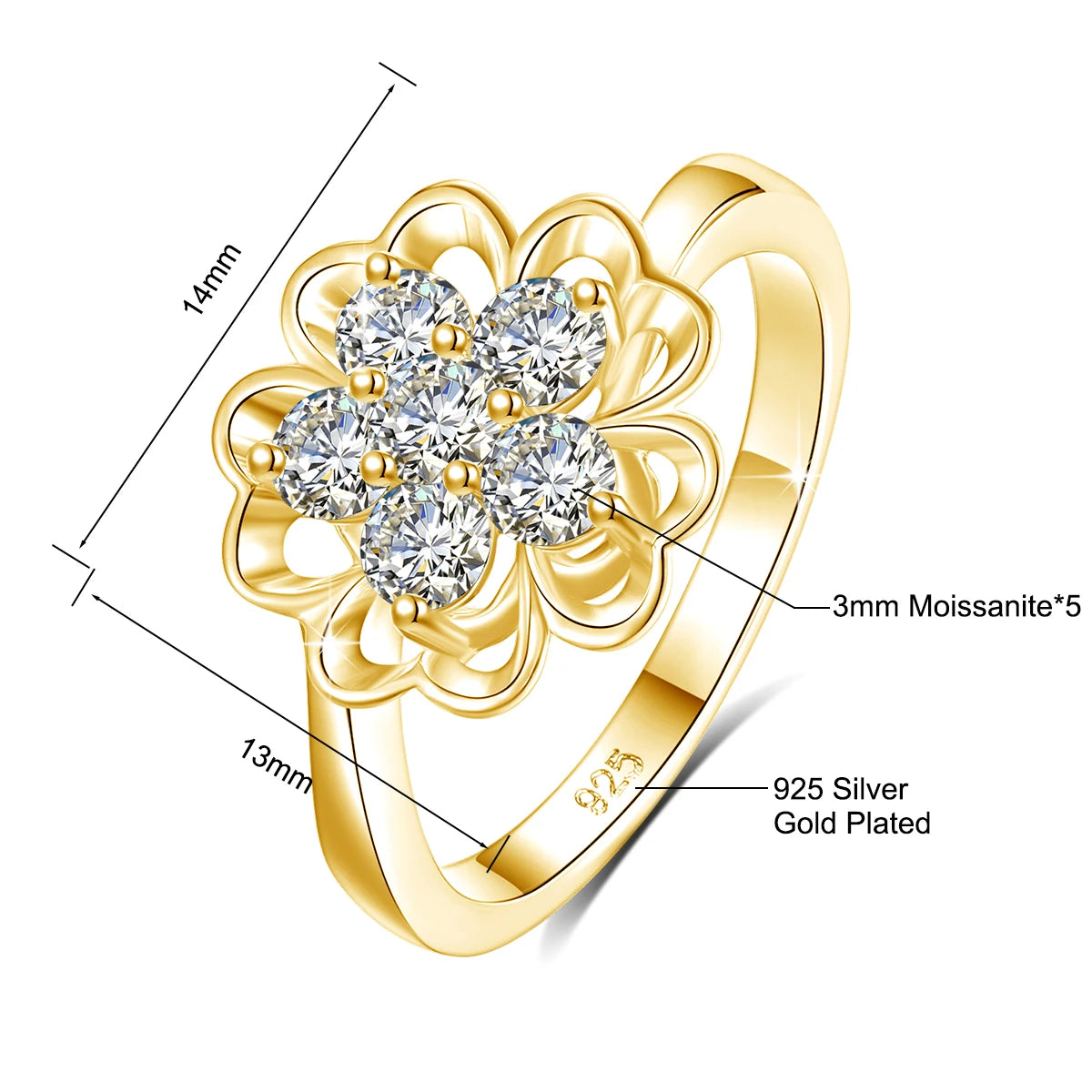 Luxury Flower Moissanite Ring - Valentines Day Gift - Ornalux