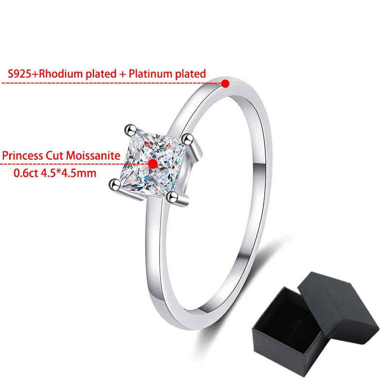 Princess Cut Moissanite Solitaire Ring - 4.5mm - Ornalux