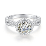 D Color Moissanite Flower Engagement Ring - Ornalux