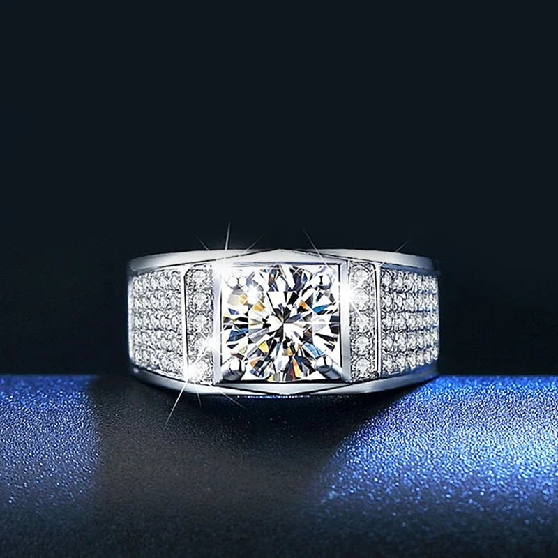 1Ct D Color Moissanite Men's Wedding Band - Ornalux