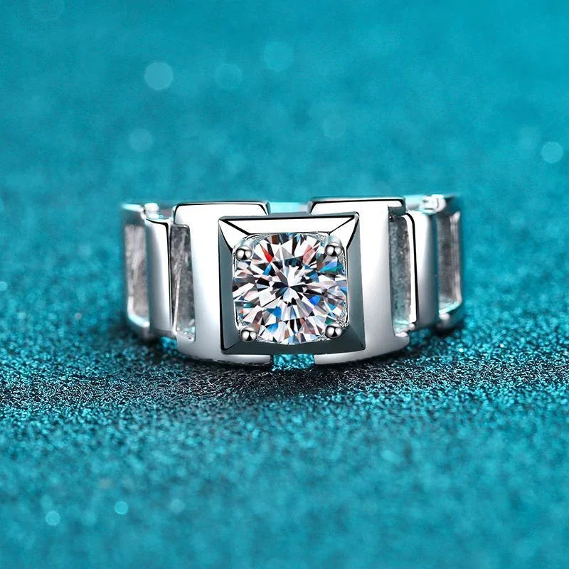 D Color Moissanite Ring 1ct Men's Band - Ornalux