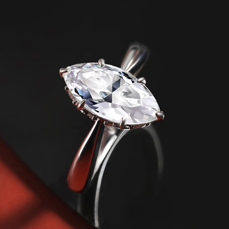 3 Carat Marquise Moissanite Cut Engagement Ring - Ornalux