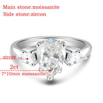 2CT Pear Cut Flawless Moissanite Ring - Ornalux
