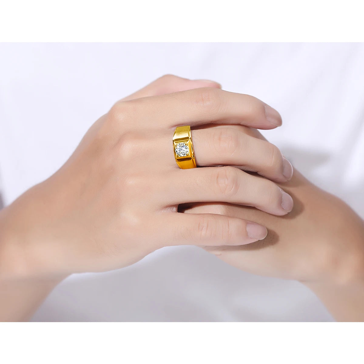 Luxury Certified Moissanite Men's Ring - 925 Silver - Ornalux