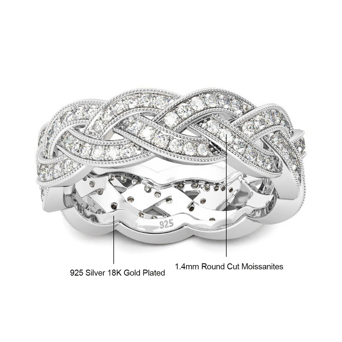 Unisex Moissanite Cuban Link Ring - D Color VVS1 Certified - Ornalux