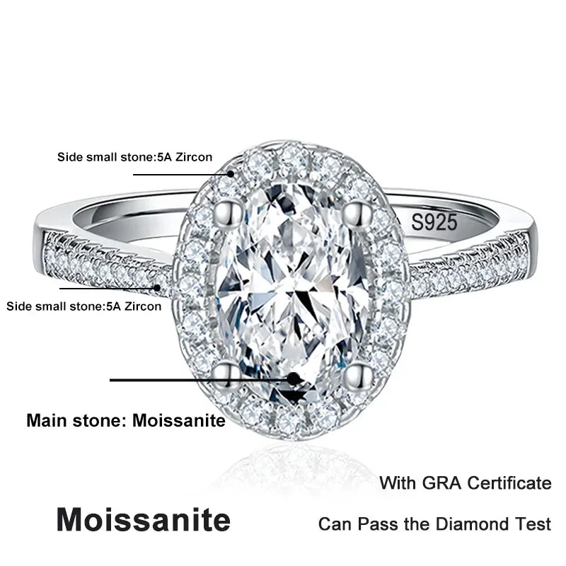 2CT D VVS1 Oval Cut Moissanite Ring - Ornalux
