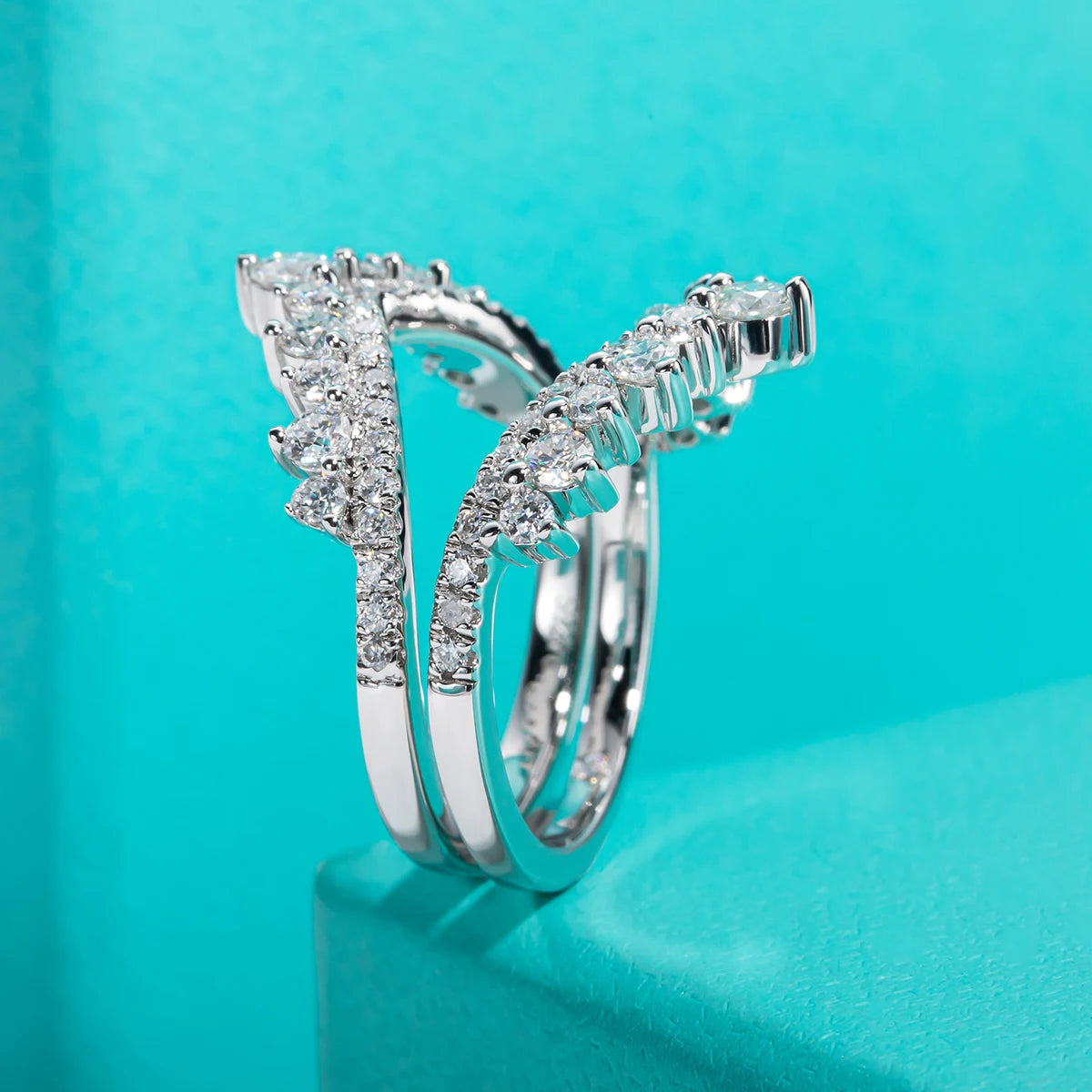 Certified D Color Moissanite Bridal Ring Set - Ornalux