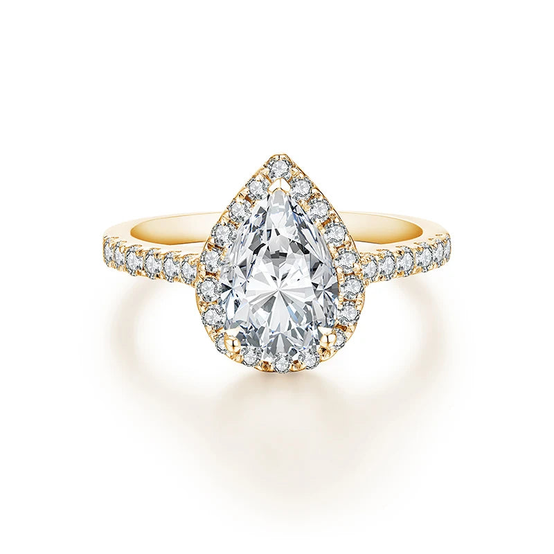 Luxury Pear Cut 2CT Moissanite Engagement Ring - D Color - Ornalux