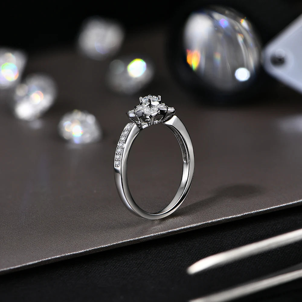 Elegant Moissanite Flower Engagement Ring - Romantic Gift - Ornalux