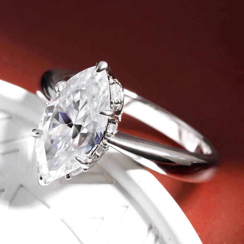 3 Carat Marquise Moissanite Cut Engagement Ring - Ornalux