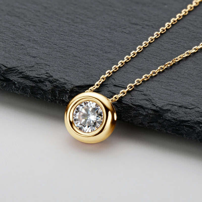 D VVS1 Round Cut Moissanite Bubble Pendant Necklace - Ornalux