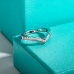 Certified Moissanite Ring V Shape Wedding Band - Ornalux