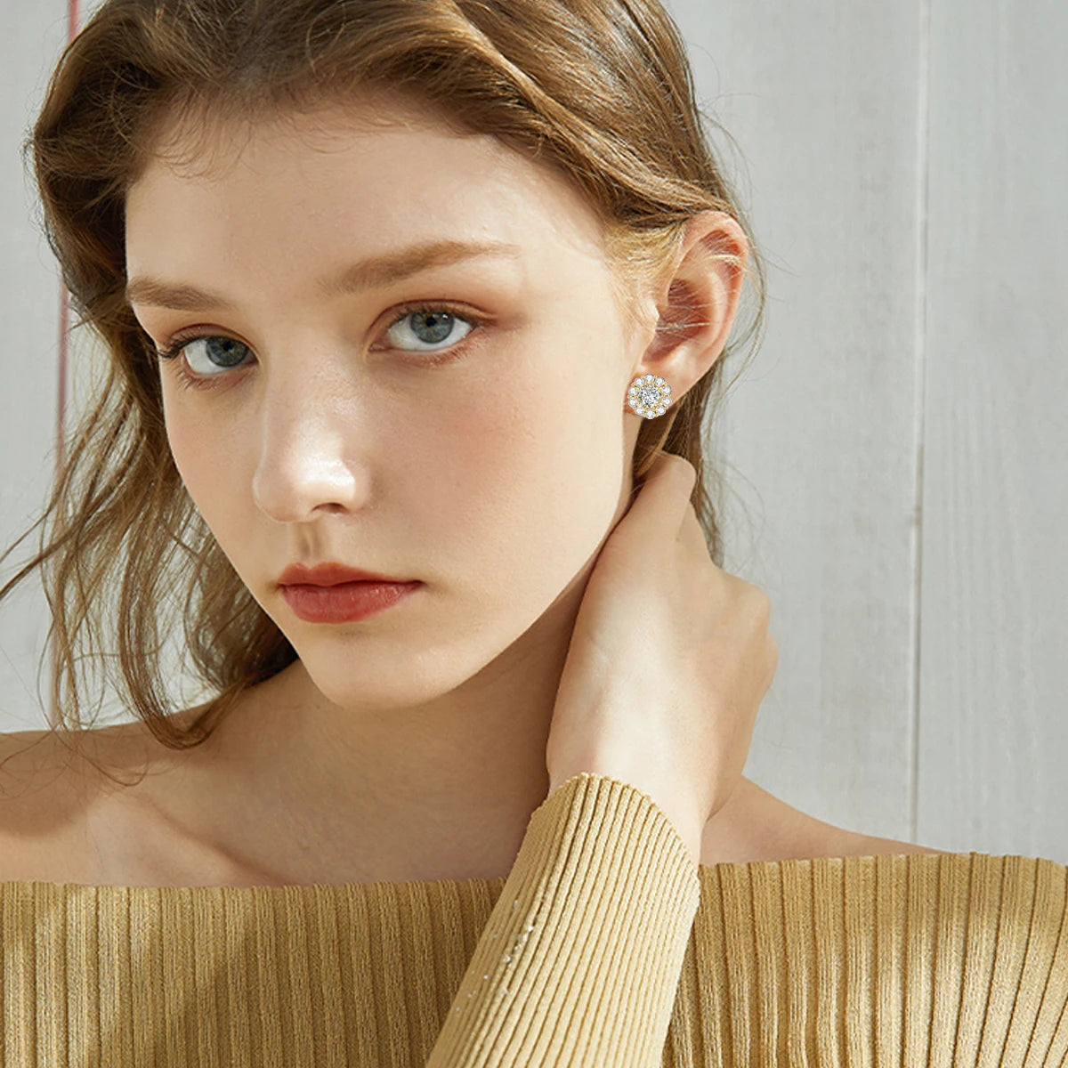 2Ct Moissanite Diamond Flower Stud Earrings - Ornalux